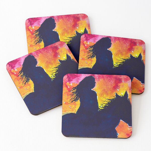 Item preview, Horse and Rider Silhouette in Watercolor designed and sold by TheArtCave.