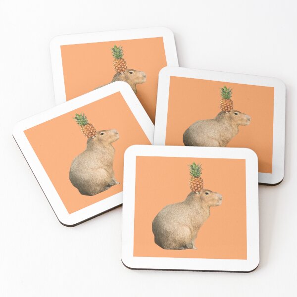 Item preview, Capybara with Pineapple on Head Orange Background designed and sold by GeekyGirlsGarb.