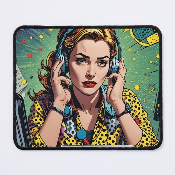 Item preview, Tech Overload: Pop Art Woman Under Stress designed and sold by daila70.