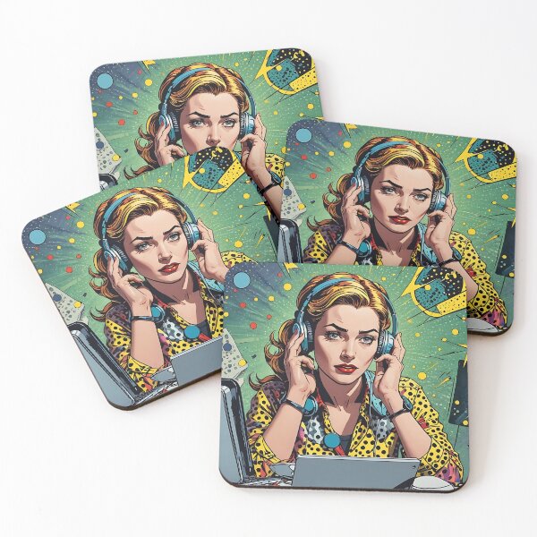 Item preview, Tech Overload: Pop Art Woman Under Stress designed and sold by daila70.