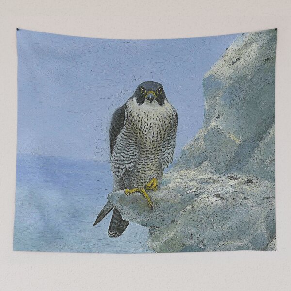 Item preview, 1896 a peregrine falcon on a chalk cliff | portrait wilderness oil on canvas painting print | by George Edward Lodge designed and sold by Jéanpaul  Ferro.