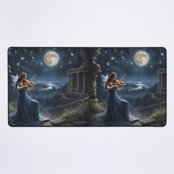 Item preview, Moonlit Melody: Beautiful Angel Fairy Violinist Fairy Under a Starry Sky designed and sold by Meta2Physical.