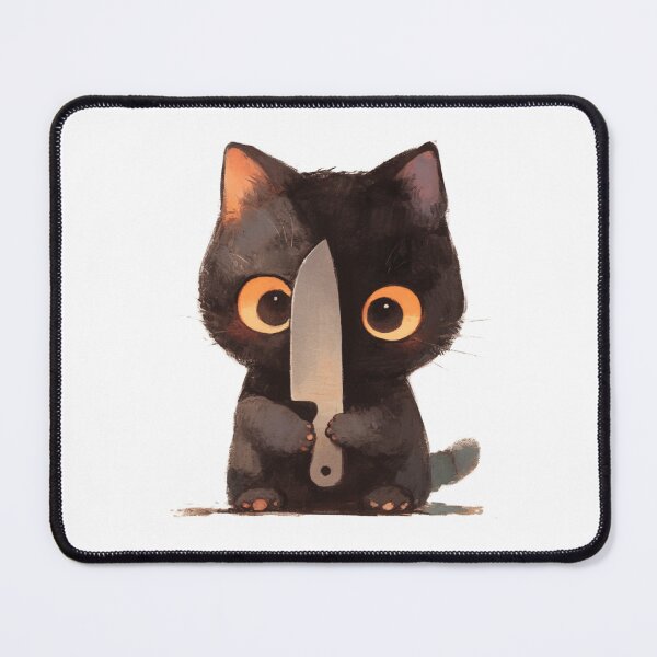 Item preview, Cute Black Cat with Knife designed and sold by KazyWeeb.