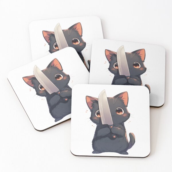 Item preview, Cute Black Cat with Knife designed and sold by KazyWeeb.