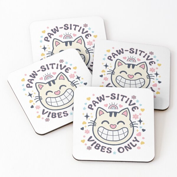 Item preview, Paw-sitive Vibes Only - Happy Cat Kawaii Design designed and sold by Karina-wang.