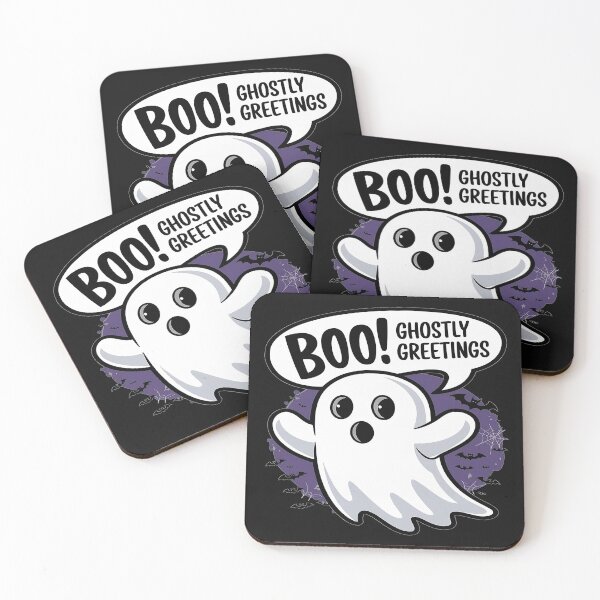 Item preview, A white ghost sheet with two eye holes Boo Ghostly Greetings designed and sold by MRFEZOO2030.