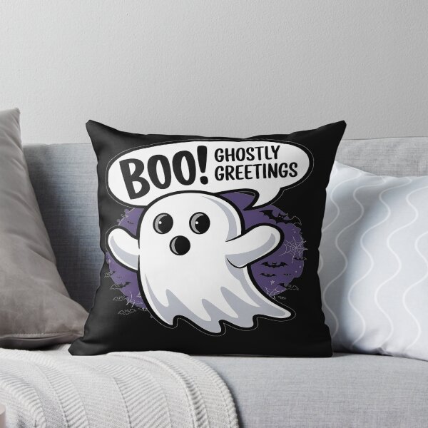 Item preview, A white ghost sheet with two eye holes Boo Ghostly Greetings designed and sold by MRFEZOO2030.