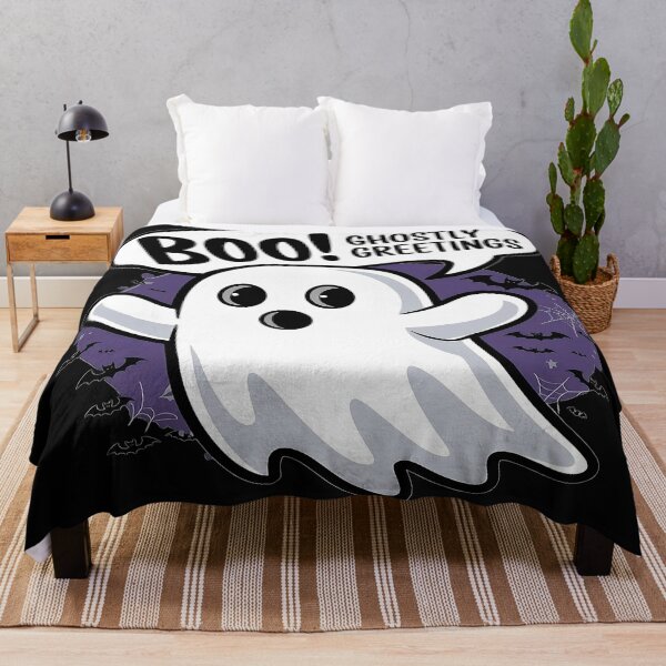 Item preview, A white ghost sheet with two eye holes Boo Ghostly Greetings designed and sold by MRFEZOO2030.
