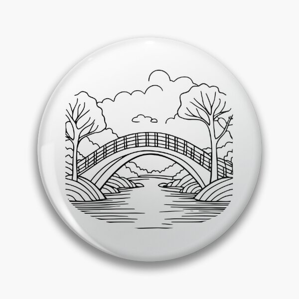 Item preview, Illustration bridge over a river doodle designed and sold by rasagamastore.