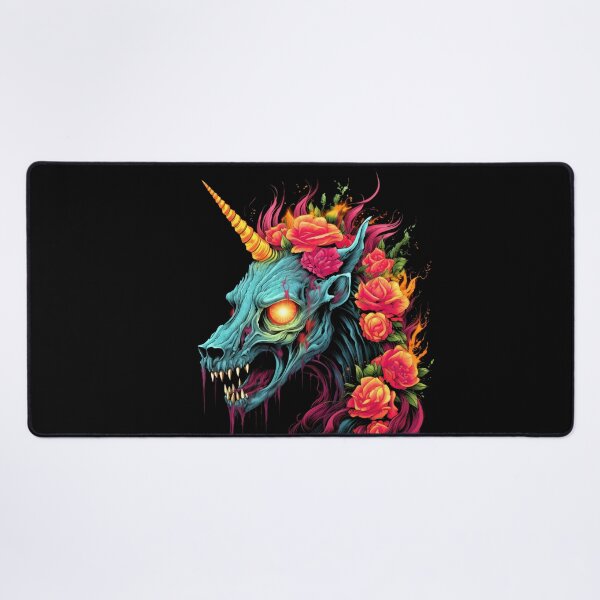 Item preview, Zombie Unicorn with Glowing Eyes and Fiery Floral Mane designed and sold by Vinson-MFG.