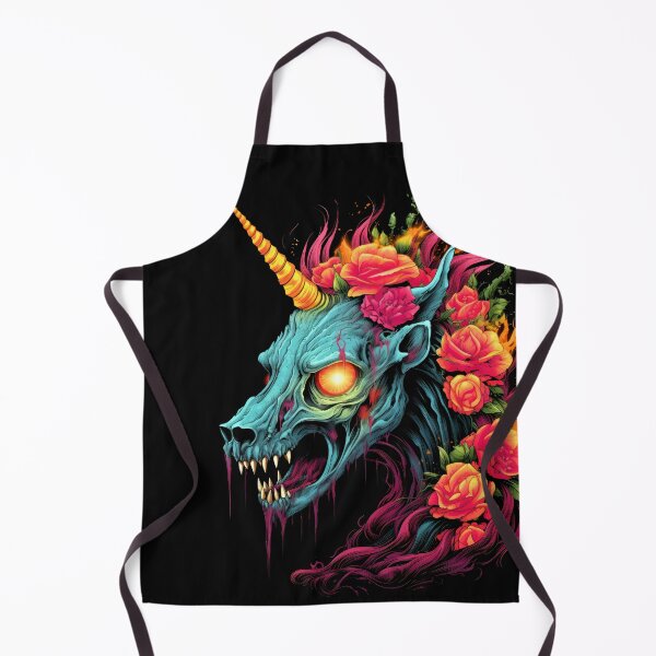 Item preview, Zombie Unicorn with Glowing Eyes and Fiery Floral Mane designed and sold by Vinson-MFG.