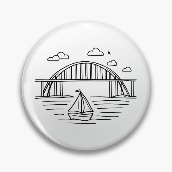 Item preview, modern bridge over riverside doodle designed and sold by rasagamastore.