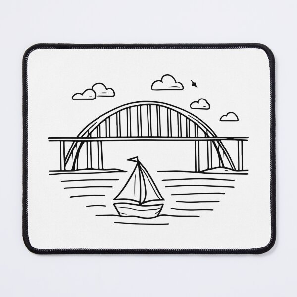 Item preview, modern bridge over riverside doodle designed and sold by rasagamastore.