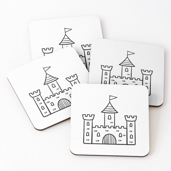 Item preview, Illustration Medieval castle with stone walls doodle designed and sold by rasagamastore.