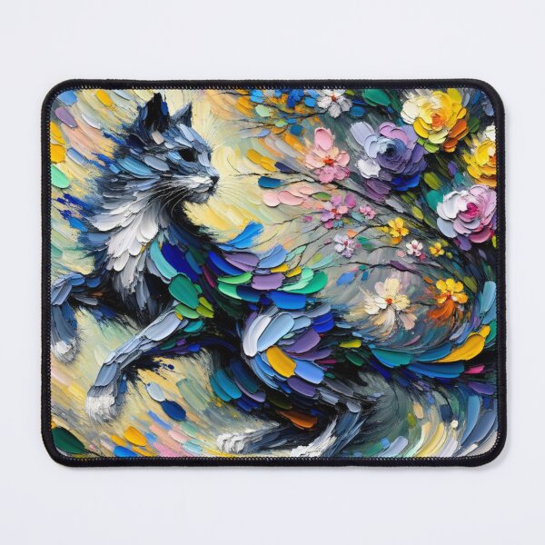 Item preview, Artistic Cat Surrounded by Floral Splashes 4K Wallpaper Painting designed and sold by Keirnyx.