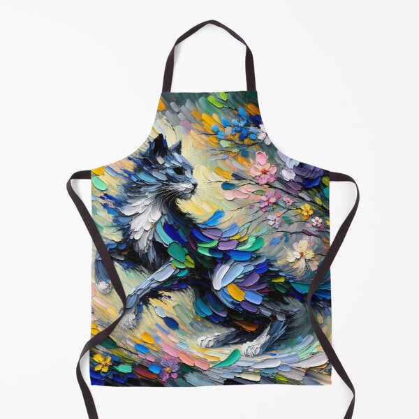 Item preview, Artistic Cat Surrounded by Floral Splashes 4K Wallpaper Painting designed and sold by Keirnyx.