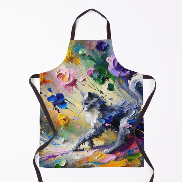 Item preview, Artistic Fantasy Cat Surrounded by Floral Splashes 4K Wallpaper Painting designed and sold by Keirnyx.