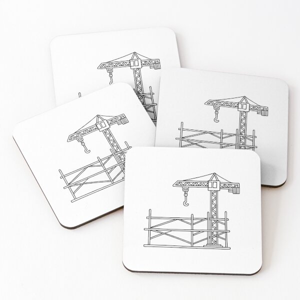 Item preview, construction site with scaffolding and crane designed and sold by rasagamastore.