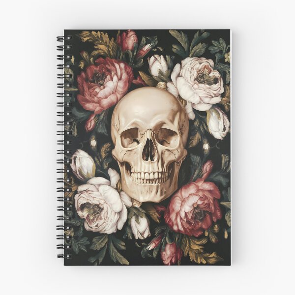 Item preview, Skull and flowers - white and pink peonies girly dark feminine florals botanical gothic oil painting  designed and sold by Fantasy Cache.