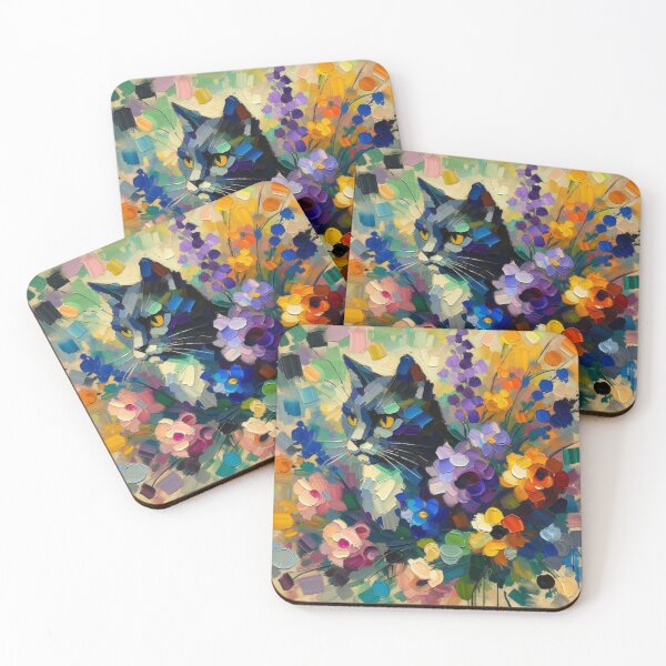 Item preview, Colorful Cat in a Floral Fantasy 4K Wallpaper Painting designed and sold by Keirnyx.