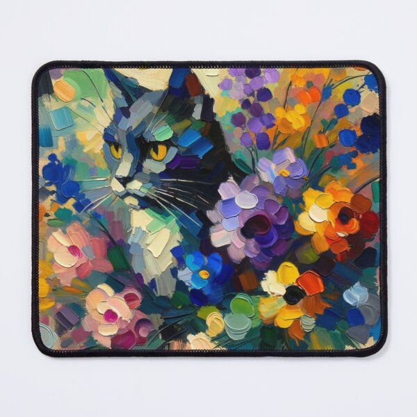 Item preview, Colorful Cat in a Floral Fantasy 4K Wallpaper Painting designed and sold by Keirnyx.