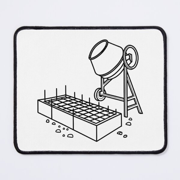 Item preview, concrete foundation with rebar and cement mixer beside designed and sold by rasagamastore.