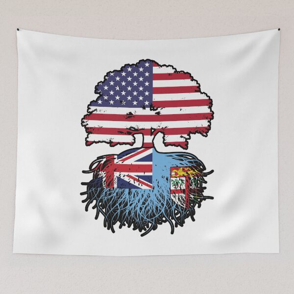 Item preview, Fiji Fijian American USA Tree Roots Flag designed and sold by FlagX.