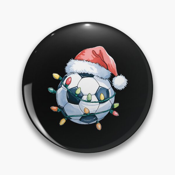 Item preview, Watercolor Soccer Ball Wearing Santa Hat Warraped By Christmas Lights designed and sold by clothesy7.