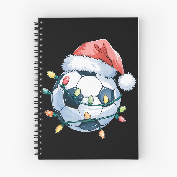 Item preview, Watercolor Soccer Ball Wearing Santa Hat Warraped By Christmas Lights designed and sold by clothesy7.