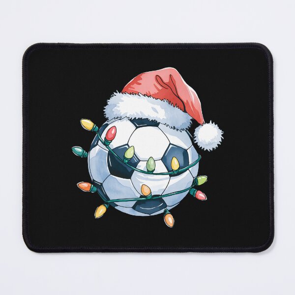 Item preview, Watercolor Soccer Ball Wearing Santa Hat Warraped By Christmas Lights designed and sold by clothesy7.