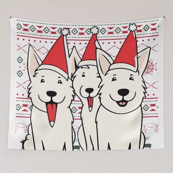 Item preview, Festive Swiss Shepherds in Santa Hats - Christmas Sweater Design for Holiday Products designed and sold by GoodyPaws.