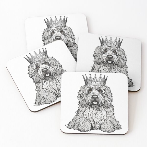 Item preview, Minimalist Line Art of Bergamasco Shepherd with Crown - Elegant Design for Stylish Products designed and sold by GoodyPaws.