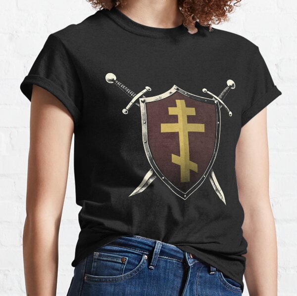 Vista previa del artículo con la obra «Ortodoxo Cross Knight Shield Warrior de la ortodoxia», diseñado y vendido por Agema Apparel.
