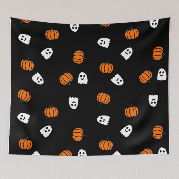 Item preview, smiling ghosts and pumpkins designed and sold by lovesimplicity1.