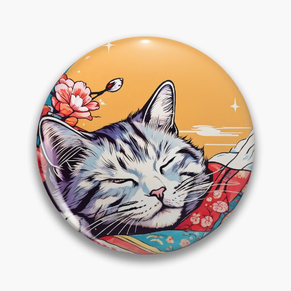 Item preview, cat with japanese traditional kimono  taking a long nap designed and sold by Catophile.