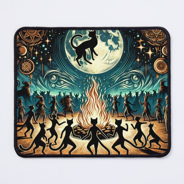 Item preview, Mystical Feline Gathering Under the Full Moon 4K Wallpaper designed and sold by Keirnyx.