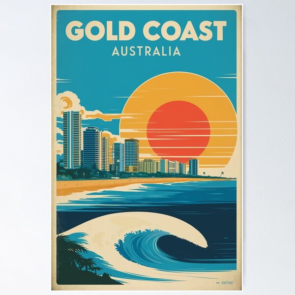 Item preview, Gold Coast Vintage Travel Poster designed and sold by TravelerRat.