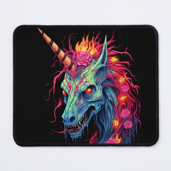Item preview, Fiery Zombie Unicorn with Flaming Mane and Glowing Eyes designed and sold by Vinson-MFG.