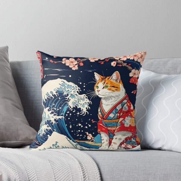 Artikelvorschau, japanische schwarze Katze Neko Sakura Harmonie das Gitter Welle entworfen und verkauft von Catophile.