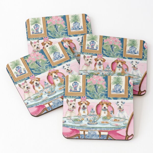 Item preview, Grandmillennial art, A Birthdsy Party, whimsical dog art designed and sold by SophieClimaArt.
