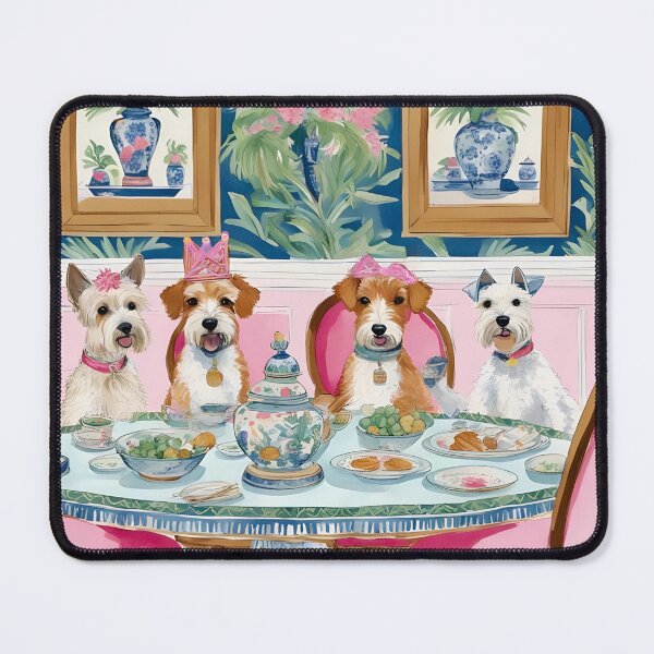 Item preview, Grandmillennial art, A Birthdsy Party, whimsical dog art designed and sold by SophieClimaArt.