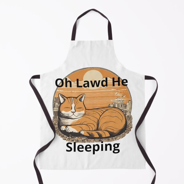 Item preview, Oh lawd he sleeping, funny sleeping cat, retro color sun, designed and sold by Lunaria Arts.