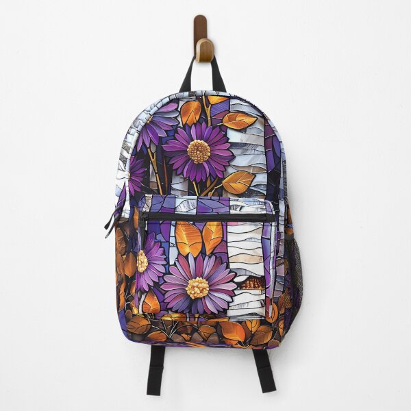 Item preview, New England Asters and Birch Trees in Autumn in Stained Glass  designed and sold by Matt's Artificial Nature.