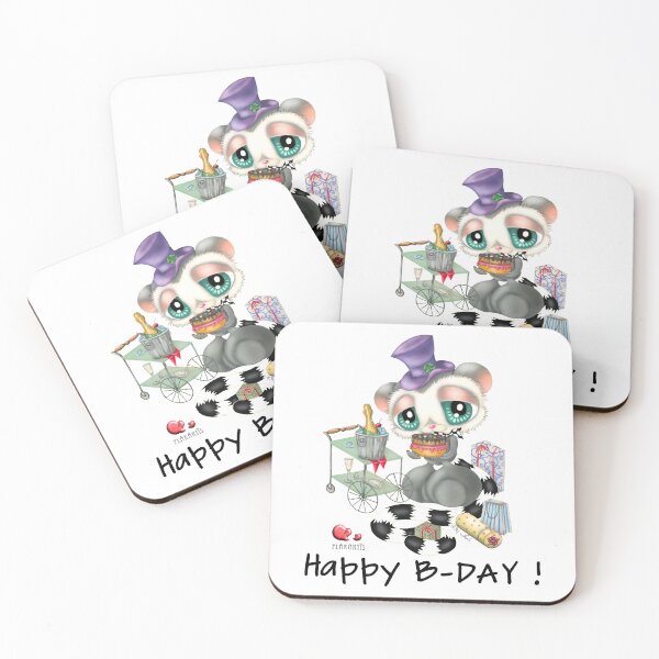 Item preview, Cartoon lemur with hat holding a birthday cake and gifts designed and sold by Plakartis.