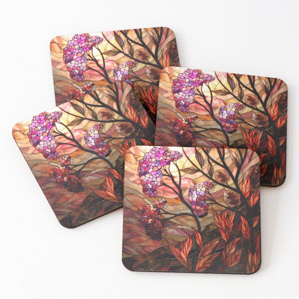Item preview, Joe-Pye Weed and Oak Leaves in Autumn in Stained Glass  designed and sold by Matt's Artificial Nature.