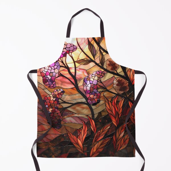 Item preview, Joe-Pye Weed and Oak Leaves in Autumn in Stained Glass designed and sold by Matt's Artificial Nature.