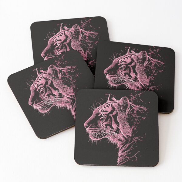 Item preview, A tiger's silhouette is outline in pink lines minimalism with an ethereal quality.  designed and sold by SHOASHOPrb.