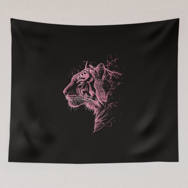 Item preview, A tiger's silhouette is outline in pink lines minimalism with an ethereal quality.  designed and sold by SHOASHOPrb.
