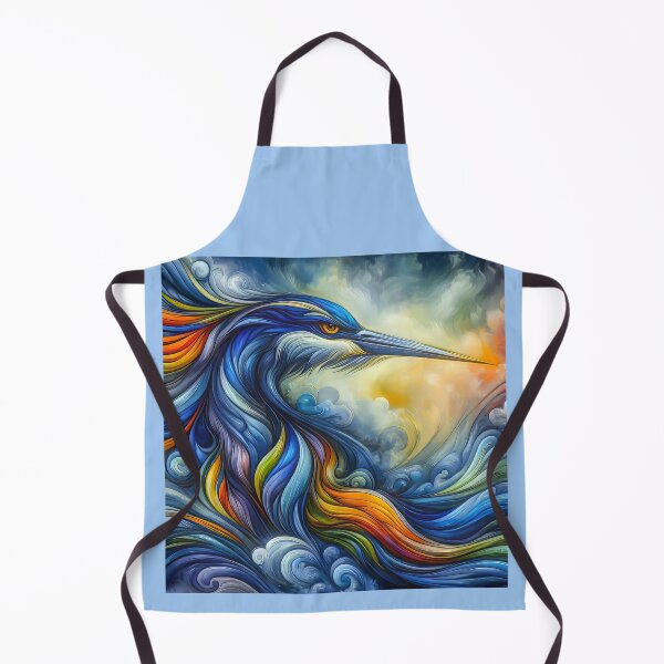 Item preview, Artistic Drawing of a Blue Heron Profile Closeup in Mystic Style designed and sold by CattyCornerPOD.