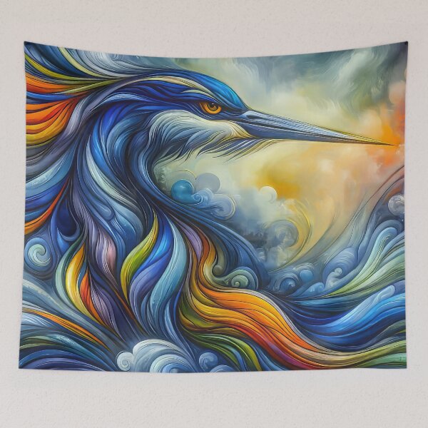Item preview, Artistic Drawing of a Blue Heron Profile Closeup in Mystic Style designed and sold by CattyCornerPOD.